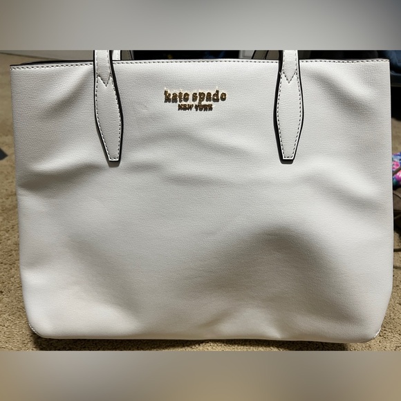 Kate Spade New York Molly Large Saffiano Leather Tote Bag – White - Picture 1 of 4